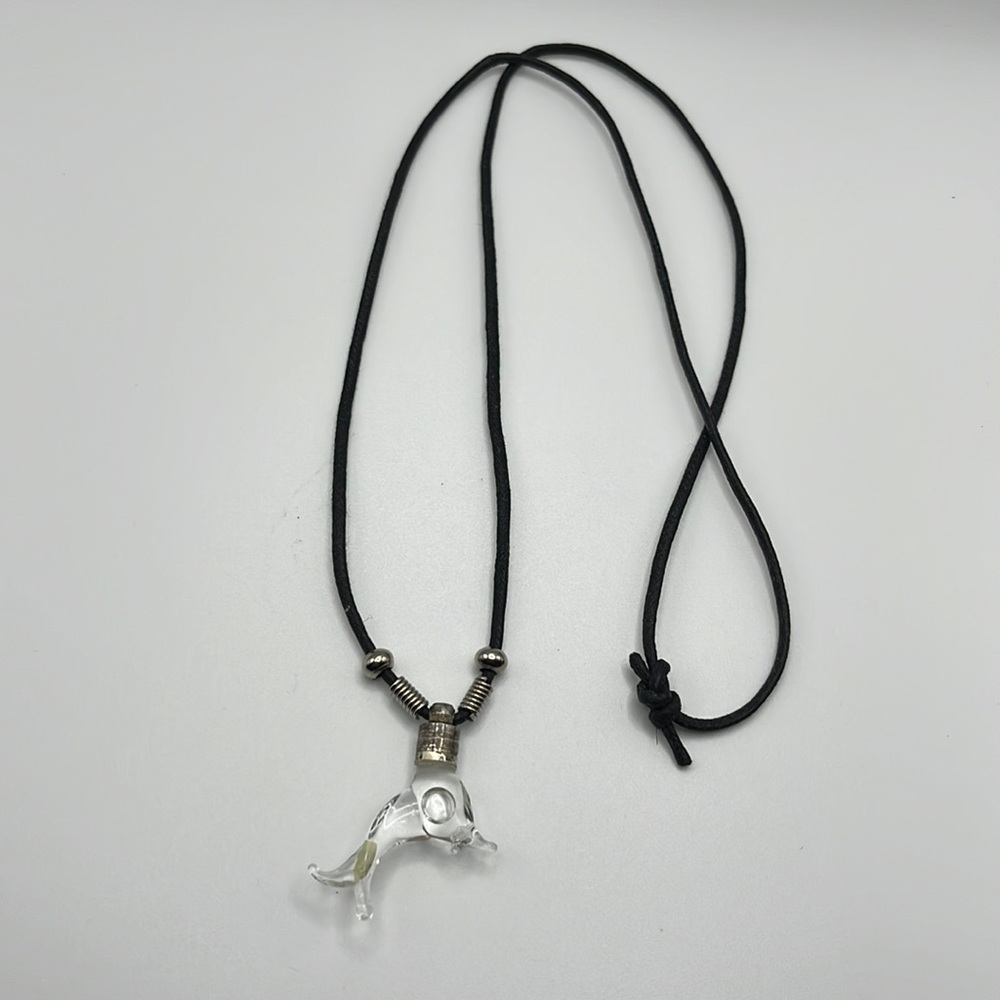 Black Cord Glass Dolphin Caylie Pendant